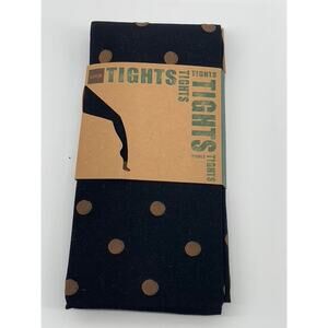 LOOK FOOTWEAR Women's Black-Brown Polka Dot Knit Pull-On Tights SZ OS